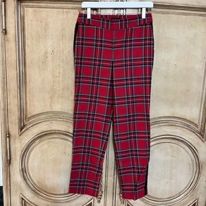 Talbots Red plaid slim ankle pant